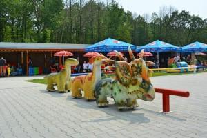 park rozrywki jeżdżące dinozaury